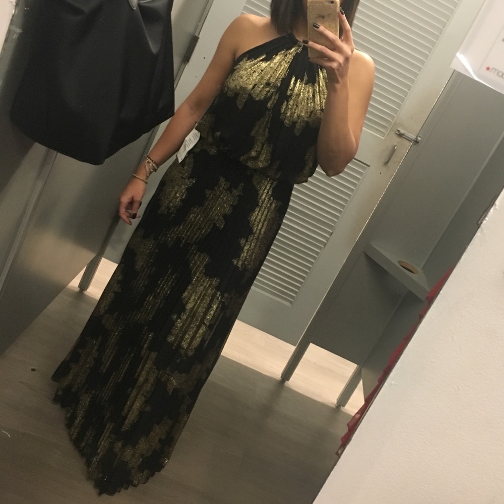 MSK Metallic Print Blouson Gown